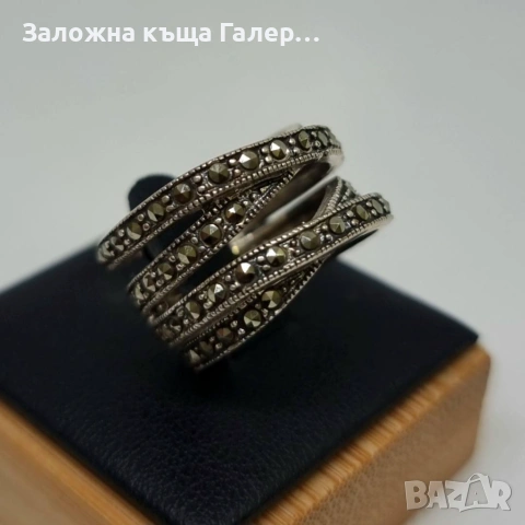 Сребърен пръстен с фианити – 925 проба, снимка 2 - Пръстени - 54214453