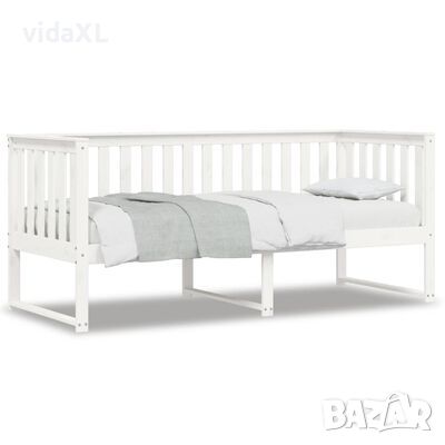 vidaXL Дневно легло, бяла 75x190 см борово дърво масив