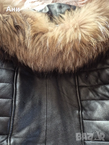 Кожено яке естествена кожа и яка лисица, снимка 5 - Якета - 53690121