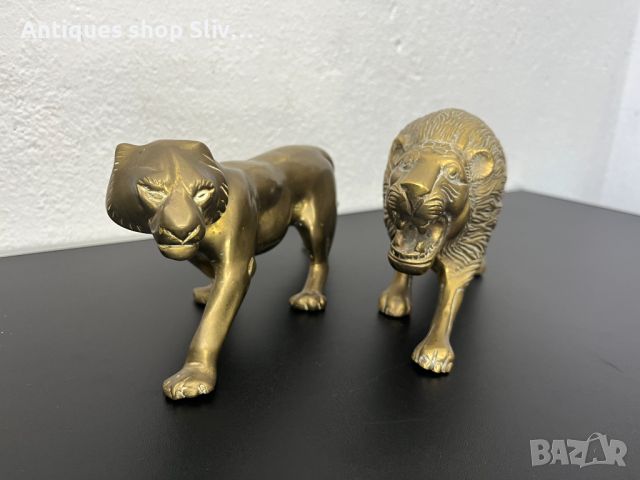 Големи бронзови фигури на лъв и лъвица / прайд. №5359, снимка 2 - Антикварни и старинни предмети - 45669681