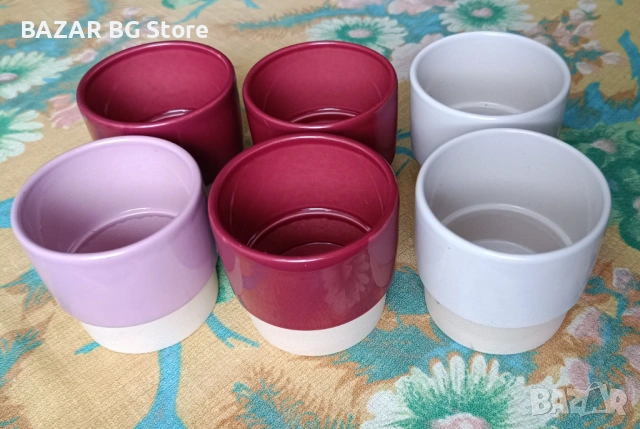 Комплект 7 керамични саксии за кактуси и сукуленти. Нови.