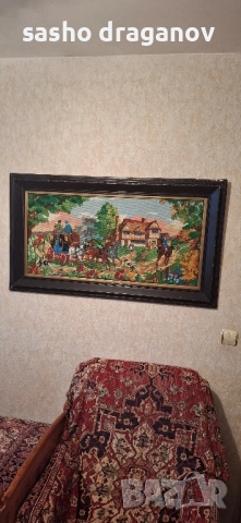 Голям гоблен - ръчно шит, снимка 5 - Други ценни предмети - 52320486