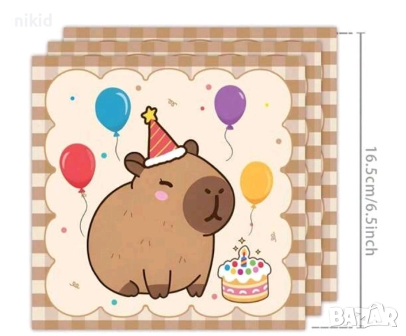 3 модела 10 бр Капибара Capybara парти салфетки рожден ден, снимка 3 - Аксесоари за кухня - 50964029