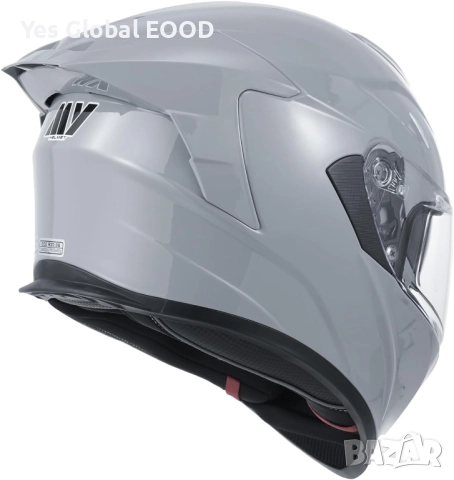 MY-936 пълнолицева каска с визьор, ECE 22.06, сива, L N7, снимка 7 - Аксесоари и консумативи - 51910943