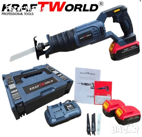 Професионален Акумулаторен Саблен Трион KraftWorld + 3 ножчета, снимка 2 - Други инструменти - 50358438