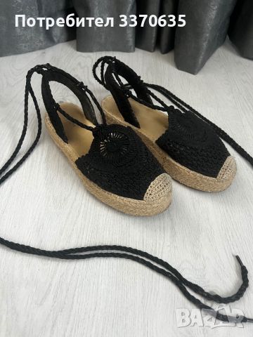 Дамски черни сандали, 38 номер, снимка 3 - Сандали - 46357379