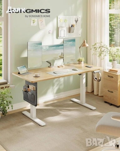 Електрическо бюро с регулируема височина 140х60 см, 4 функции за памет на височината, USB-C порт, снимка 2 - Бюра - 53368288