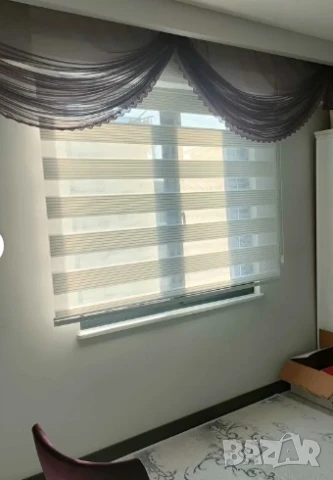 Щори ECD  Ролетни, Текстилни, Двойни, Без пробиване, Включен монтажен материал, Бял,Сив ,Бежов