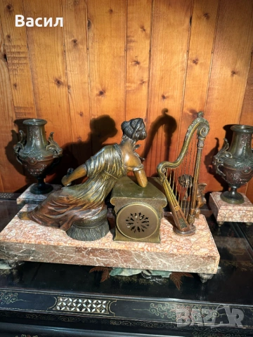 Каминен часовник , снимка 2 - Антикварни и старинни предмети - 54246649