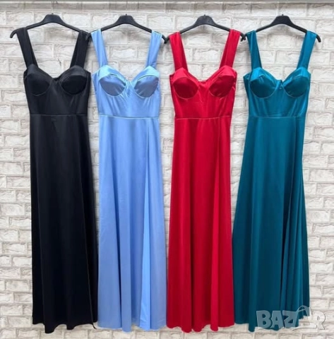 💎Дълги сатенени рокли с цепка   , снимка 3 - Рокли - 51681577
