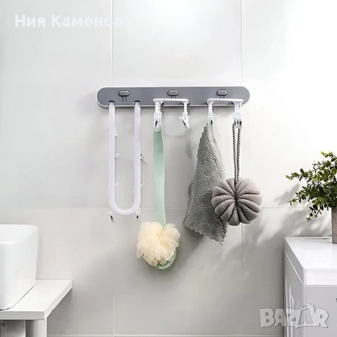 Самозалепваща се сгъваема стойка за сушене на дрехи с 24 щипки, снимка 3 - Други стоки за дома - 53015547