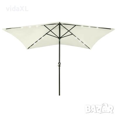 vidaXL Чадър с лед и стоманен прът, пясъчен, 2x3 м(SKU:313787