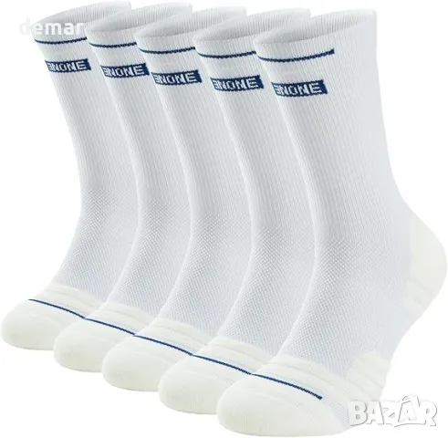 UZISER Мъжки термо чорапи, отвеждащи влагата, мултифункционални, 5 чифта, бели, 38-42, снимка 1