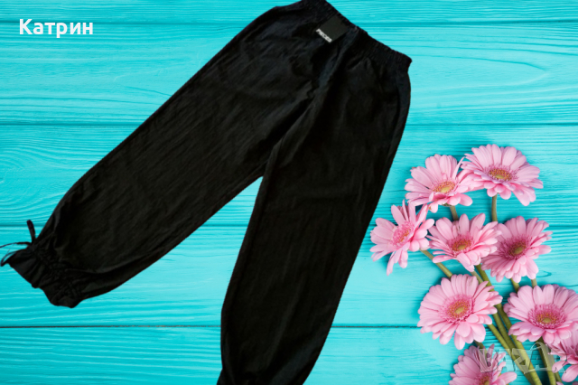 Черни спортни шушлякови панталони от найлон Pieces, S, M, снимка 1 - Панталони - 45040374