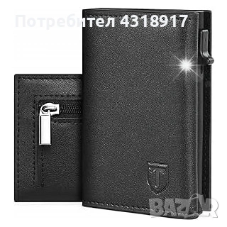 Мъжки портфейл, TEEHON, магнитен, с RFID защита, 6,6x10x2см, телешка кожа