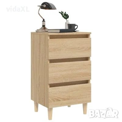 vidaXL Нощно шкафче с крака от дърво масив, дъб сонома, 40x35x69 см(SKU:805893), снимка 2 - Шкафове - 49096390