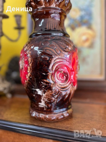 Керамична ваза Scheurich 60-70 те г. Западногерманска керамика (West German) , снимка 4 - Вази - 53641015