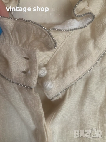 Ленена елегантна риза в екрю, снимка 9 - Ризи - 53813008