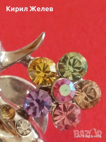 Бижу SWAROVSKI патица инкрустирана с кристали и цветни скъпоценни камъни 52229, снимка 3 - Други - 52546393