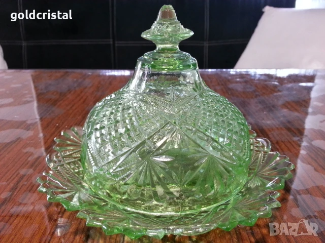 стар кристален съд за масло , снимка 2 - Антикварни и старинни предмети - 50541101