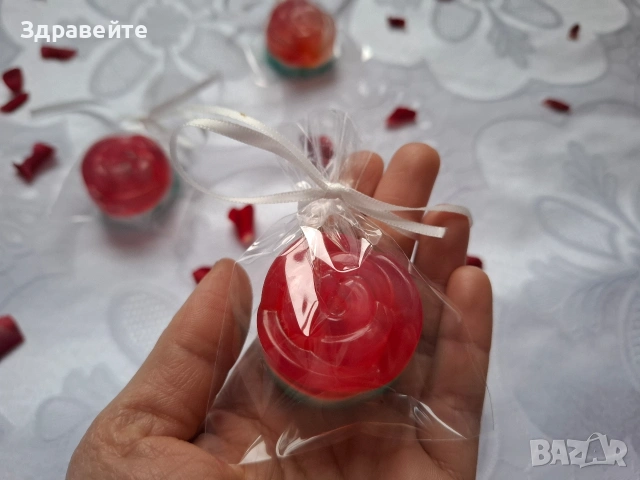 Красиви глицеринови розички с аромат на роза + подарък 