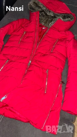 Прекрасно яке на Motivi с топла подвижна качулка в красив червен цвят, снимка 10 - Якета - 53224066
