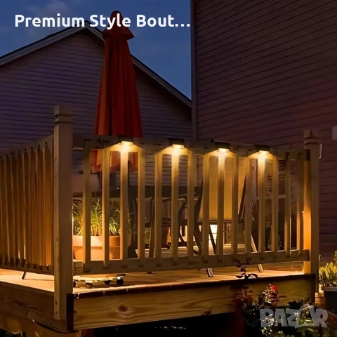 Комплект от 4 броя соларни LED лампи за стълби и огради – Водоустойчиви IP44, топла светлина, снимка 8 - Лед осветление - 53833193