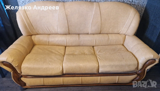 Кожен диван с два фотьойла , снимка 8 - Дивани и мека мебел - 53731156
