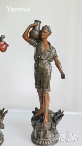 Френски, антикварни скулптури на водоносци от края на XIX век. в стил Ар Нуво. , снимка 2 - Статуетки - 54065601