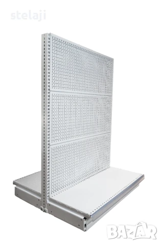 Островен стелаж с перфориран гръб, снимка 2 - Стелажи и щандове - 47690655