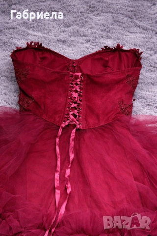 Нова къса официална рокля в тъмно червено, снимка 3 - Рокли - 53584339