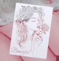 Момиче с роза жена Beautiful шаблон стенсил спрей за торта украса стена scrapbooking, снимка 6