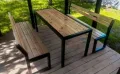 Градински комплект от метал и дърво - маса с две пейки, снимка 4