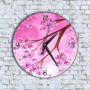 Стенен Часовник - Арт Розова Картина Пролетно Дръвче, снимка 1 - Стенни часовници - 45747032
