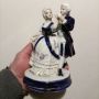 Рядка Винтаж кобалтово синя танцуваща двойка от от викториански/колониален порцелан , снимка 9