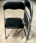 Сгъваем стол с облегалка - 36х80 см, метал и еко кожа, черен, снимка 1 - Столове - 45413159