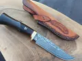 Ловен нож дамаска стомана с кожена кания,LN413, снимка 2
