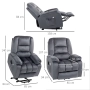 Масажно кресло HOMCOM, повдигаш механизъм, 8 точки за масаж, отопление, кадифе , снимка 8