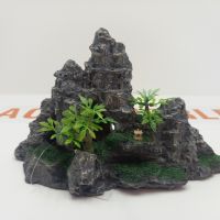 "Безплатна доставка " Изкуствена декорация - Скала с растения, снимка 1 - Оборудване за аквариуми - 45221314