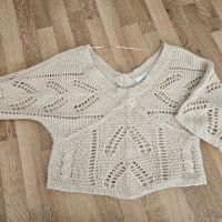 Лек и мек плетен пуловер блуза топ на дупки с V-образно деколте L XL размер, снимка 6 - Блузи с дълъг ръкав и пуловери - 45792463