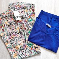 Нов цветен прекрасен панталон Zara & топ Mos Mosh в наситен син цвят , снимка 8 - Панталони - 45446207