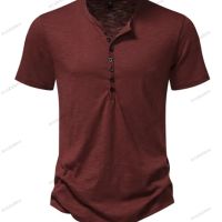 Мъжка ежедневна модна тениска с къс ръкав Henley, 4цвята , снимка 3 - Тениски - 45483211