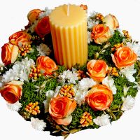 Свещник за маса с пролетни цветя - 30 см, снимка 1 - Декорация за дома - 45493961