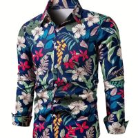 Мъжка риза с флорални мотиви , снимка 1 - Ризи - 45630119