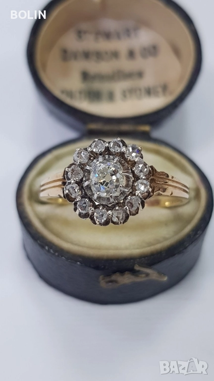 Викториански златен пръстен с диаманти , снимка 1