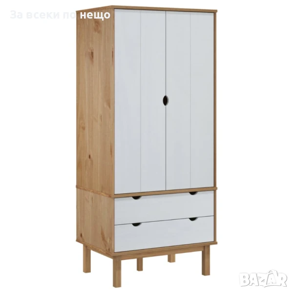 Гардероб кафяво и бяло 76,5x53x172 см бор масив Код P816, снимка 1