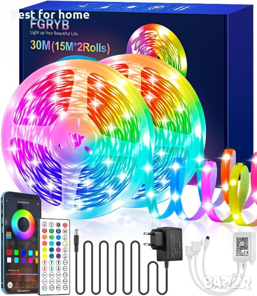 Смарт LED лента 30 m RGB- управление от телефон и дистанционно FGRYB, снимка 1