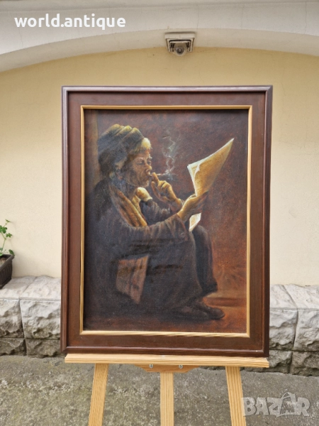 Страхотна антикварна авторска картина масло върху платно , снимка 1