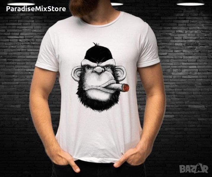 Мъжка тениска със щампа маймуна, снимка 1