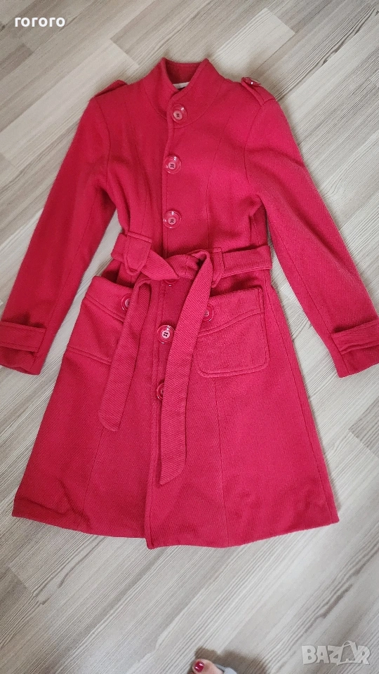 Червено кашмирено палто-С размер, снимка 1